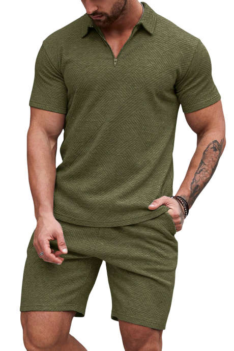 Jungle Green JMIERR Mens Tracksuits 2 Pieces Set Short Sleeve Polo Shirt Jogger Beach Shorts Sweatsuit for Men 2 Piece Outfits Black