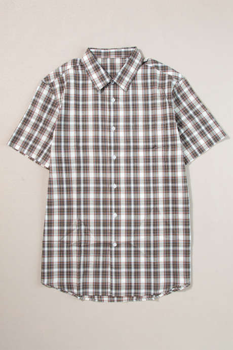 Color black JMIERR Mens Short Sleeve Button Down Shirts 100% Cotton Classic Plaid Shirts