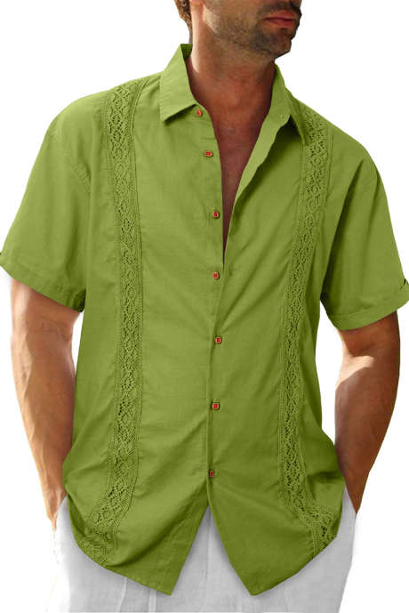 Green JMIERR Mens Casual Short Sleeve Button Down Linen Shirts Hawaiian Shirts Beach Golf Shirts Men White