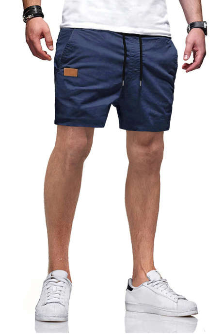 Blue JMIERR Mens Cargo Shorts - Drawstring Summer Beach Cotton Stretch 4 Inch Shorts With Packet Khaki