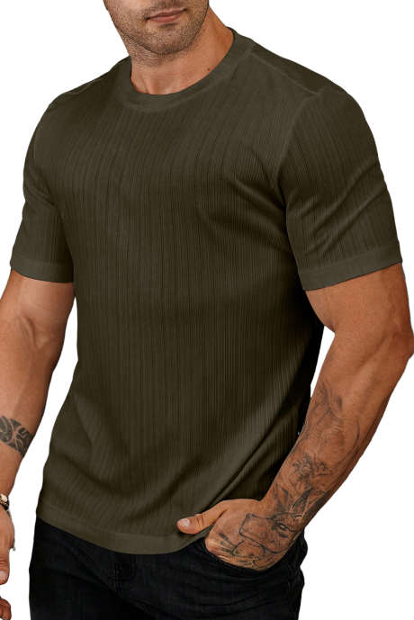 Jungle Green JMIERR Mens T Shirts - Short Sleeve Crew Neck Soft Slim Fit Tees Ribbed Plain Classic Under Shirts