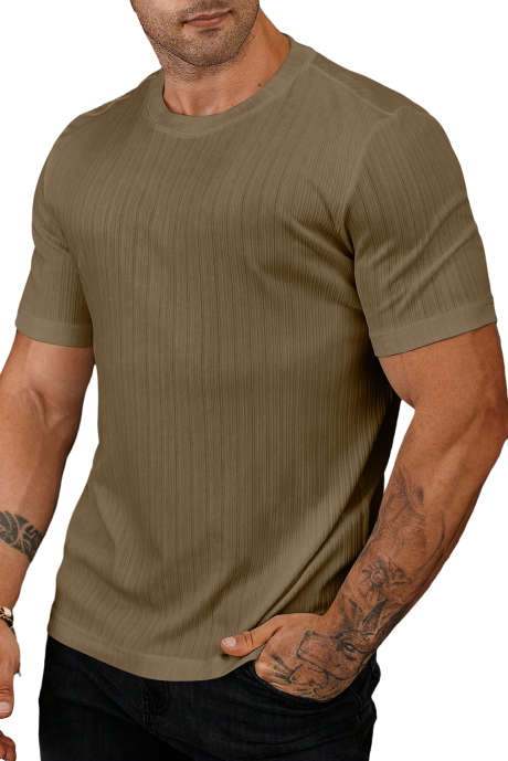 Camel JMIERR Mens T Shirts - Short Sleeve Crew Neck Soft Slim Fit Tees Ribbed Plain Classic Under Shirts