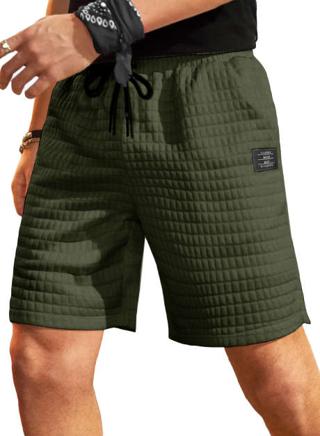 Moss Green JMIERR Mens Waffle Shorts Summer Beach Casual Athletic Elastic Waist Drawstring Lightweight Shorts