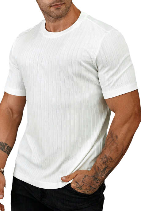White JMIERR Mens T Shirts - Short Sleeve Crew Neck Soft Slim Fit Tees Ribbed Plain Classic Under Shirts